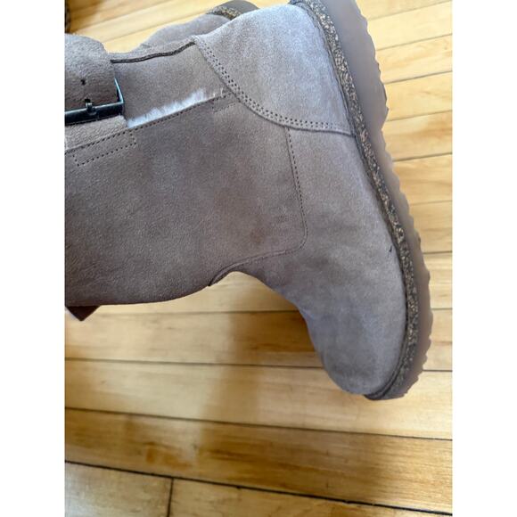 Birkenstock Uppsala Shearling Suede Leather boots in gray taupe - Picture 11 of 14